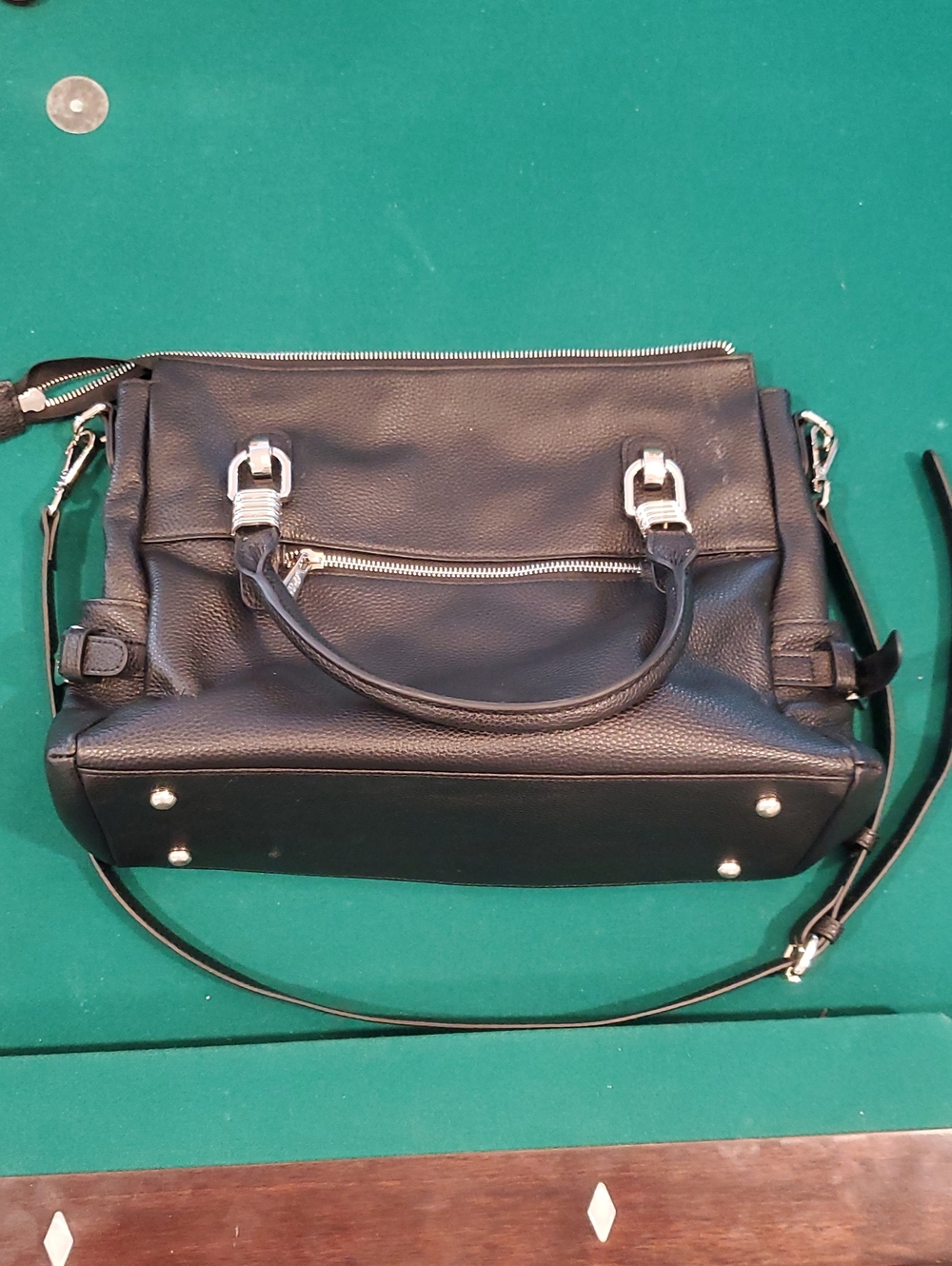 S-Zone Womens Genuine Leather Handbag With Adjustable Strap Black